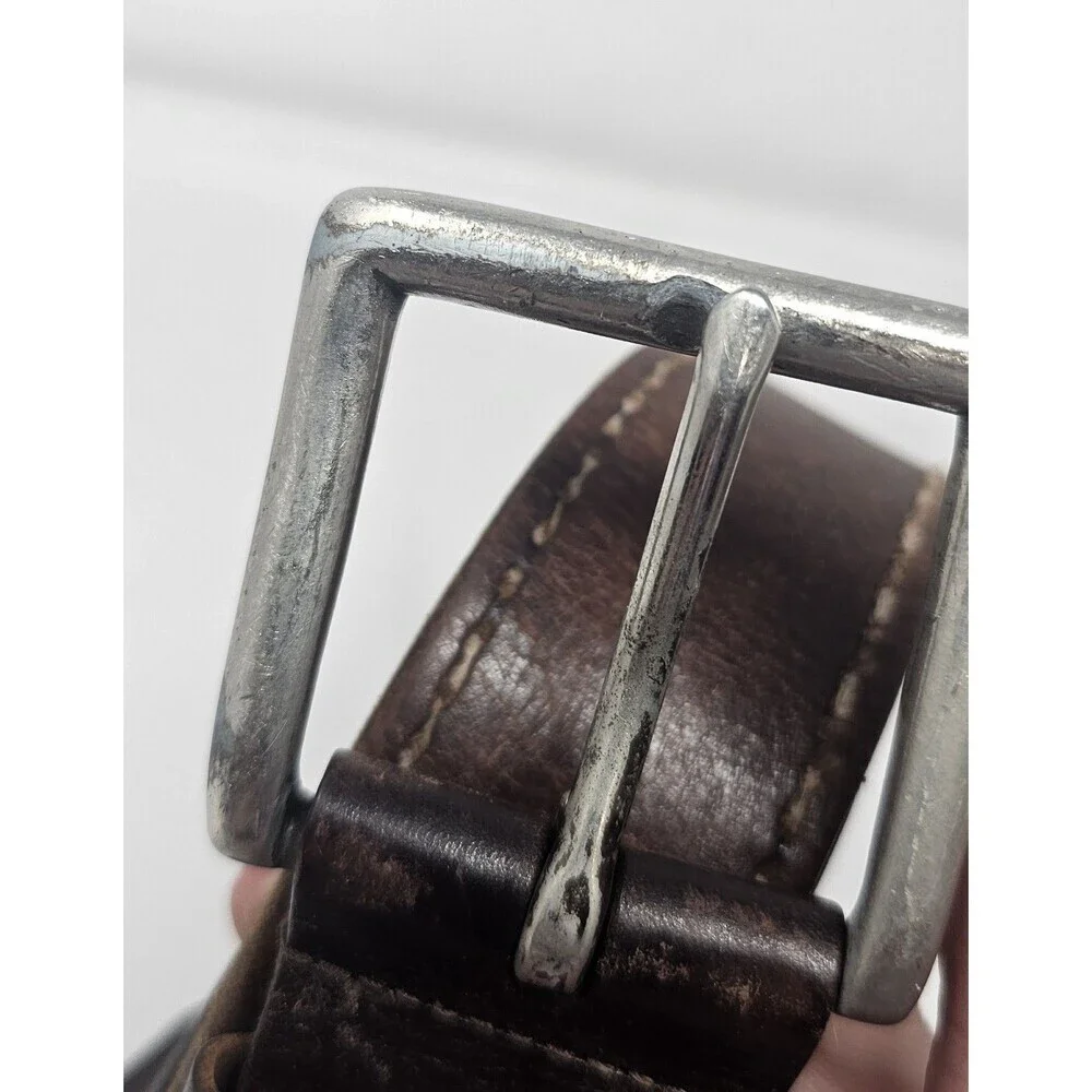 American Eagle Brown Leather Mens Belt Eagle Size 32 Y2k Classic Stitched